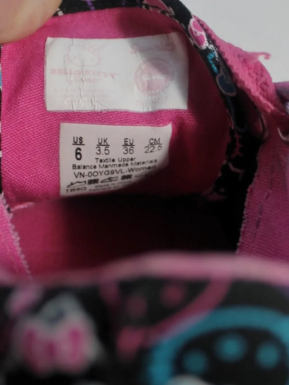 Hello Kitty Vans with Bow Charms Size 6